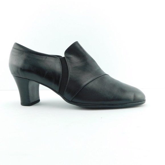BEAUTIFEEL Black Leather Block Heel Slip-on Pumps 40 - Picture 2 of 9